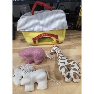 Vintage ABC Distributing Cloth Fabric Zoo House Soft Playset Animals